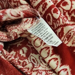 Red and White Patterned Fabric Dress